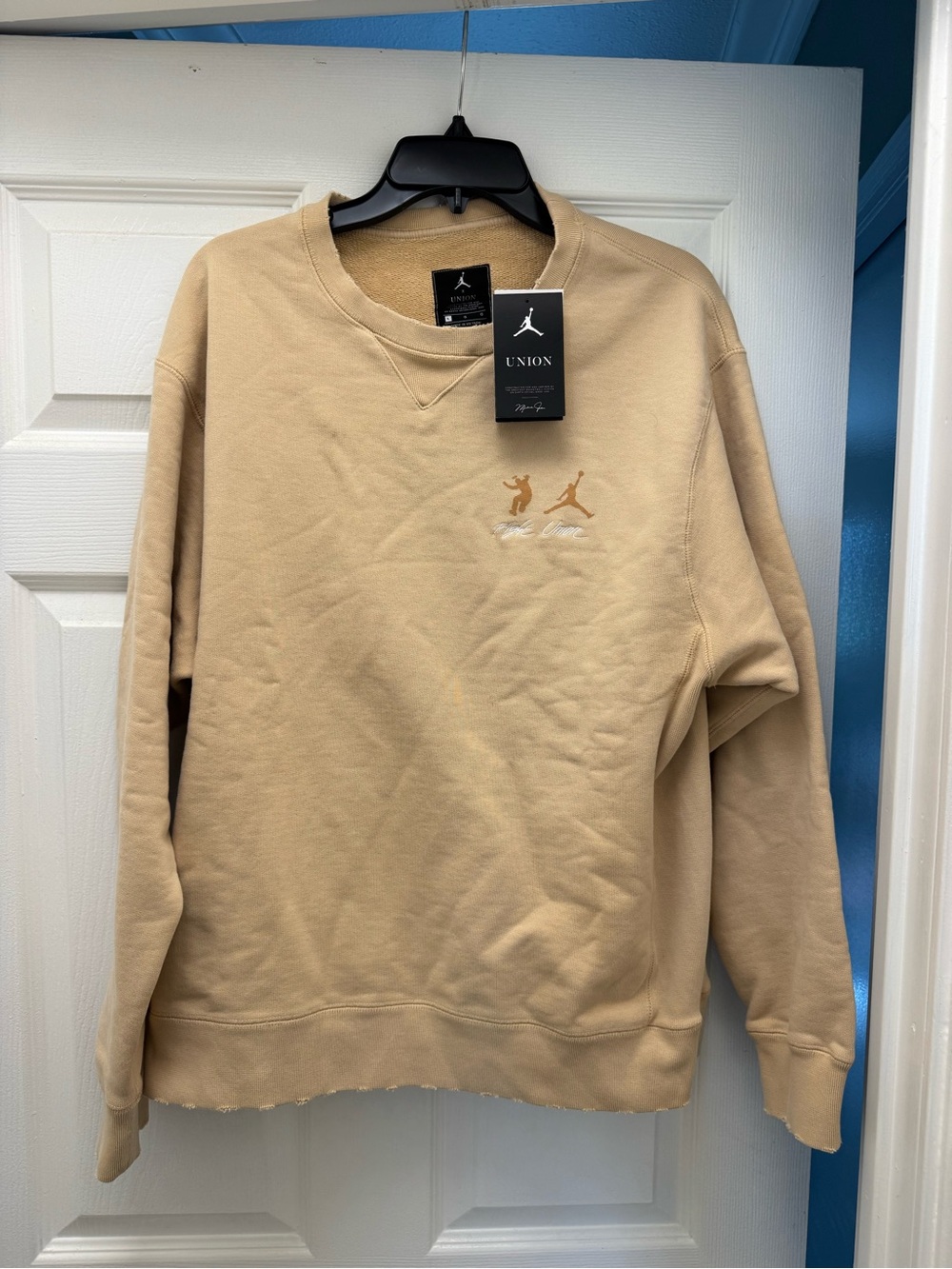 Jordan Tan Crewneck Sweatshirt with Embroidered Logos